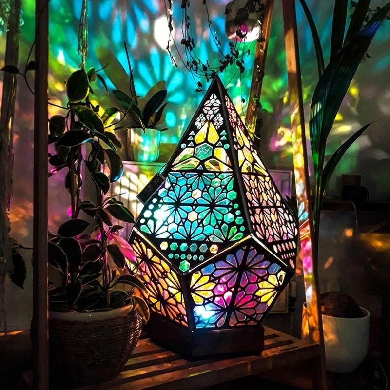 D2 Wooden Hollow LED Projection Night Lamp Home Decor Ambient Light