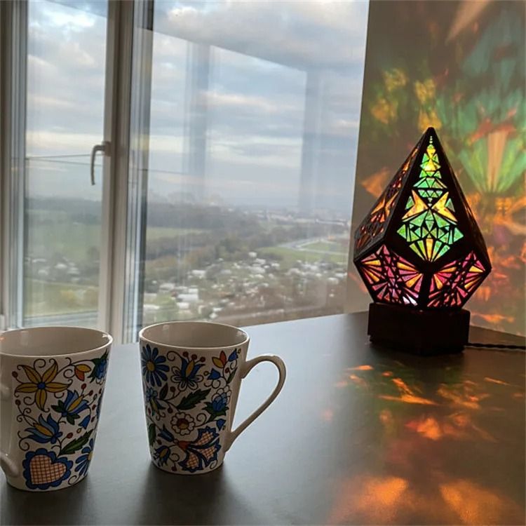 D2 Wooden Hollow LED Projection Night Lamp Home Decor Ambient Light 2