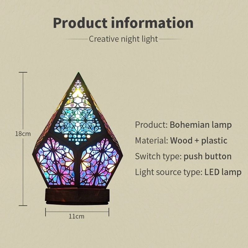 D2 Wooden Hollow LED Projection Night Lamp Home Decor Ambient Light 4