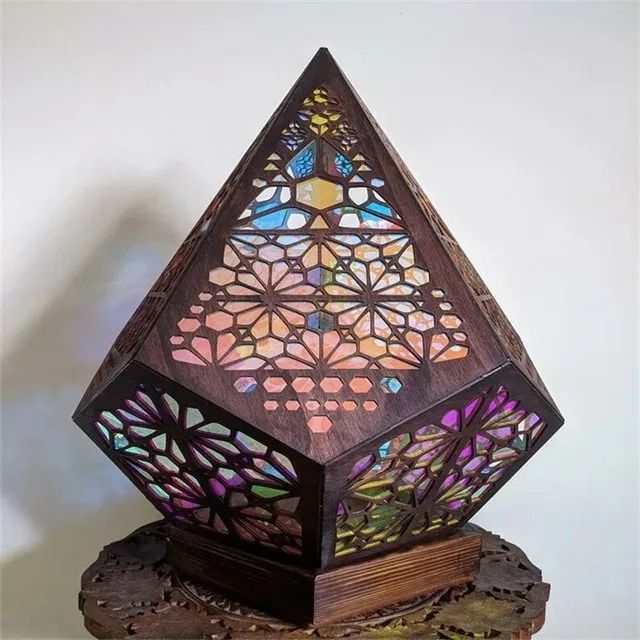 D2 Wooden Hollow LED Projection Night Lamp Home Decor Ambient Light 6