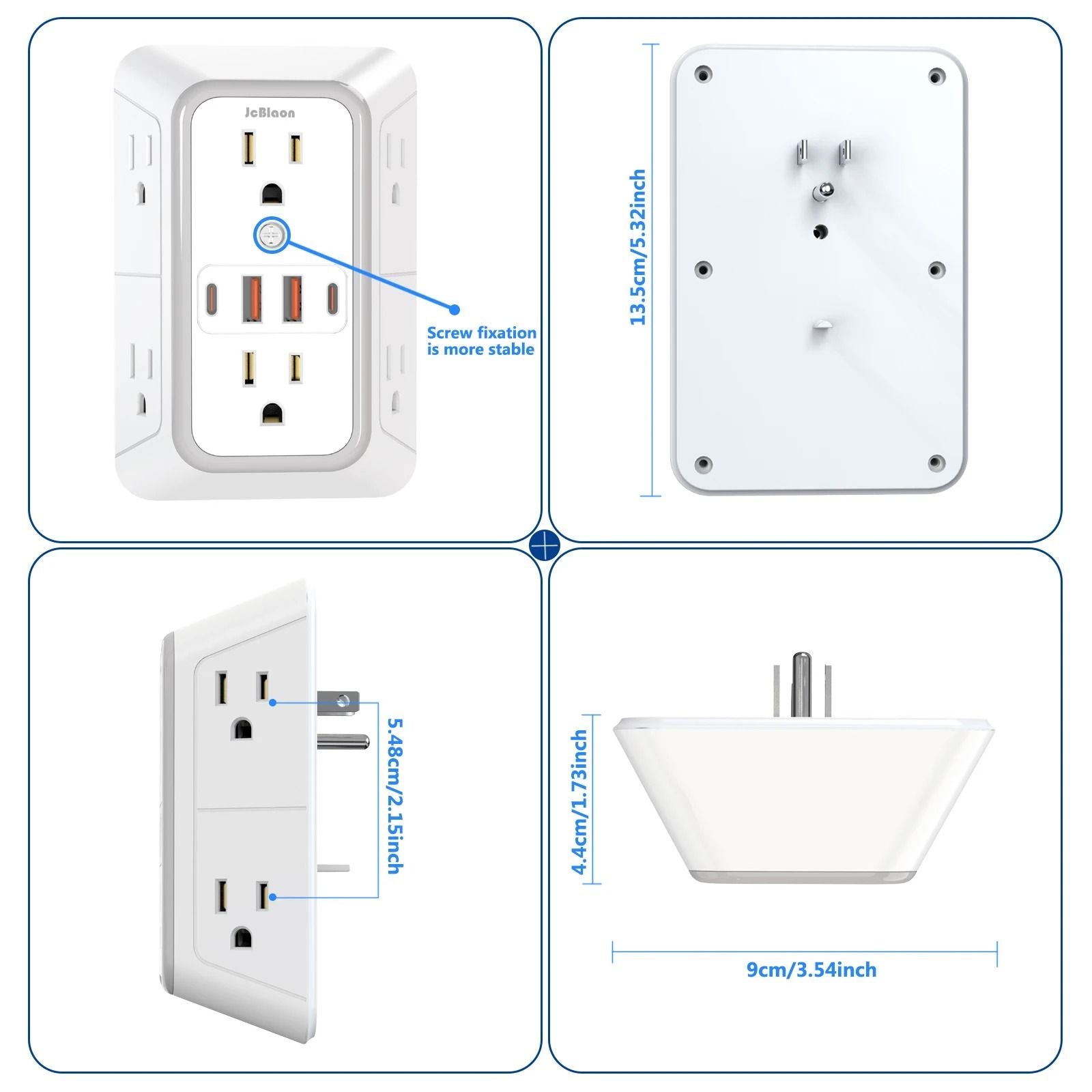 US Multi Socket Wall Plug With 6 AC Outlets And 4 USB Ports Including 2 Type C Fast Charging Power  5