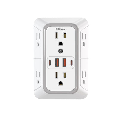 US Multi Socket Wall Plug With 6 AC Outlets And 4 USB Ports Including 2 Type C Fast Charging Power  6