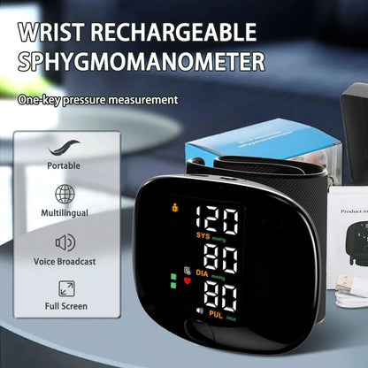 Digital Wrist Blood Pressure Meter Automatic Voice Tonometer Smart Heart Rate Monitor