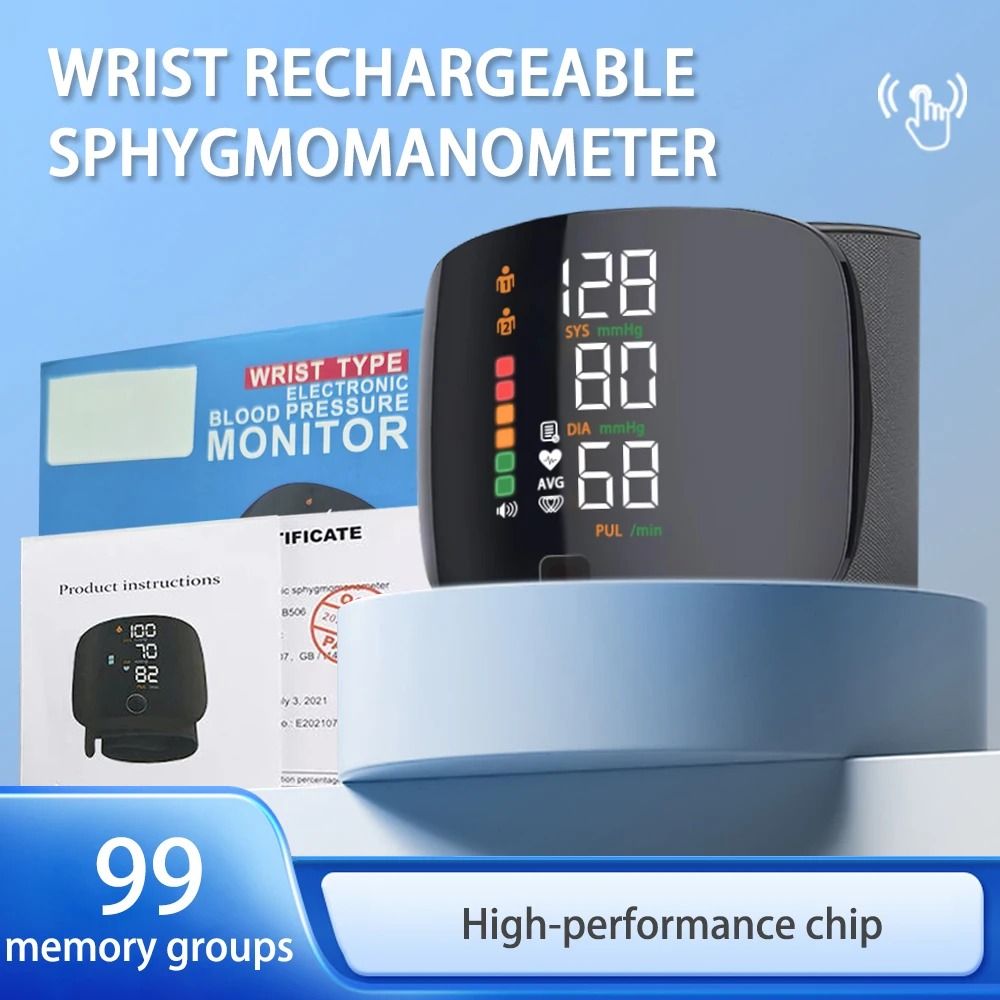 Digital Wrist Blood Pressure Meter Automatic Voice Tonometer Smart Heart Rate Monitor 3