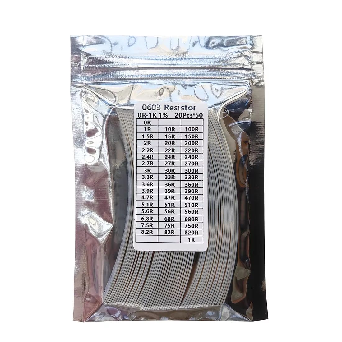 SMD Resistor Assortment Kit 02011206  50 Values 1 Precision Sample Set 1000PCS 4