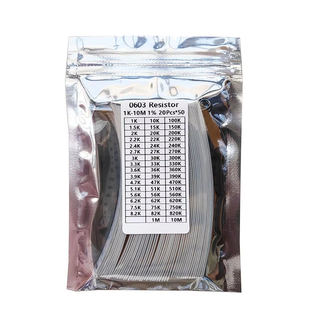 SMD Resistor Assortment Kit 02011206  50 Values 1 Precision Sample Set 1000PCS 5