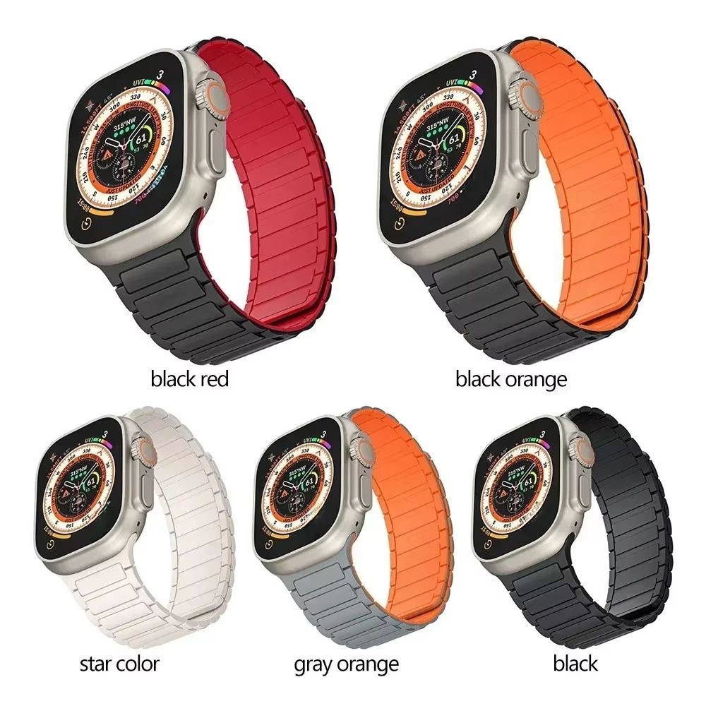 Magnetic Loop Silicone Band For Apple Watch  Soft Secure  Stylish Strap For Series 9 8 7 6 5 4 3 SE 1