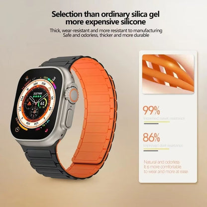 Magnetic Loop Silicone Band For Apple Watch  Soft Secure  Stylish Strap For Series 9 8 7 6 5 4 3 SE 2