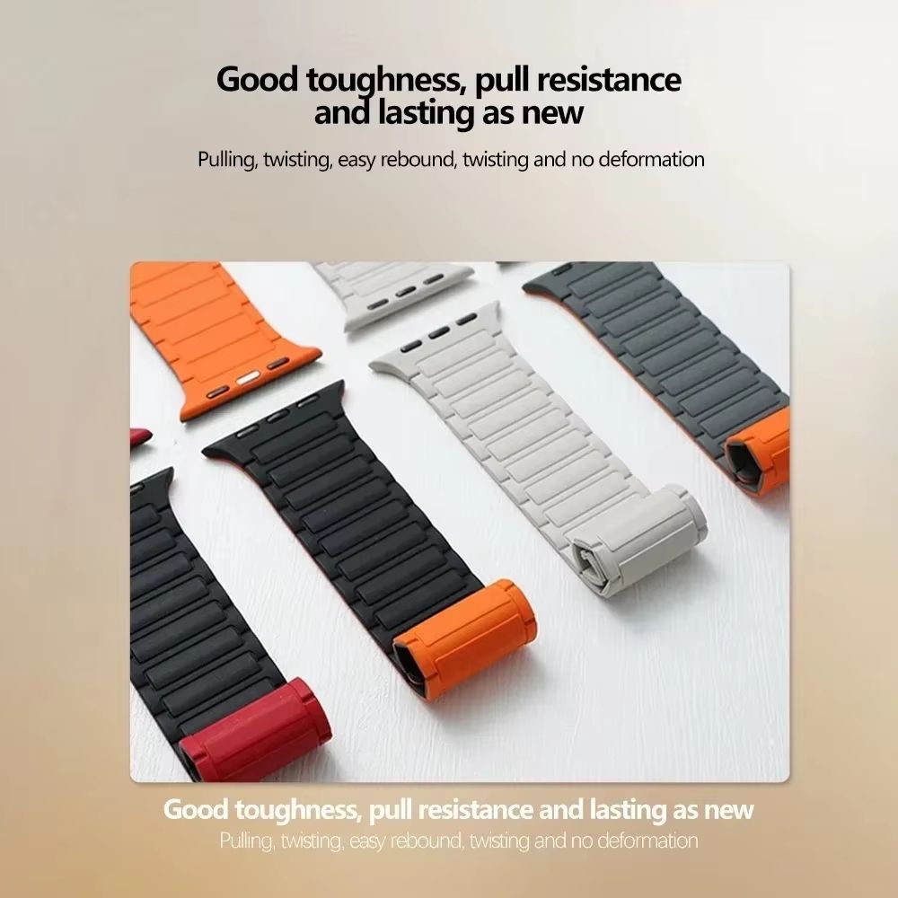 Magnetic Loop Silicone Band For Apple Watch  Soft Secure  Stylish Strap For Series 9 8 7 6 5 4 3 SE 3