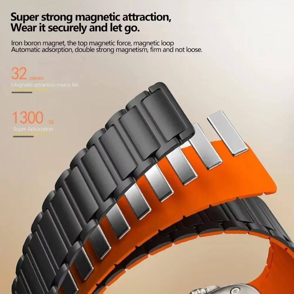 Magnetic Loop Silicone Band For Apple Watch  Soft Secure  Stylish Strap For Series 9 8 7 6 5 4 3 SE 4