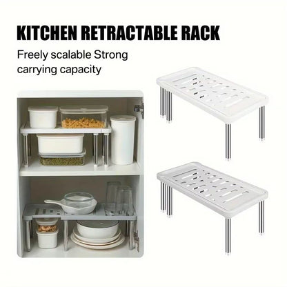Retractable Kitchen Shelf Organizer – Adjustable Multifunction Storage Rack for Spices, Bottles, and Household Items