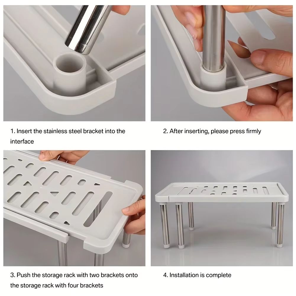Retractable Kitchen Shelf Organizer  Adjustable Multifunction Storage Rack For Spices Bottles And H 4