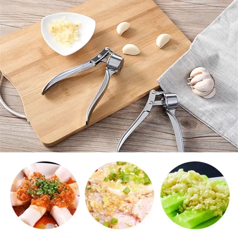 Stainless Steel Garlic Press – Manual Garlic Masher & Ginger Grinder for Effortless Kitchen Prep