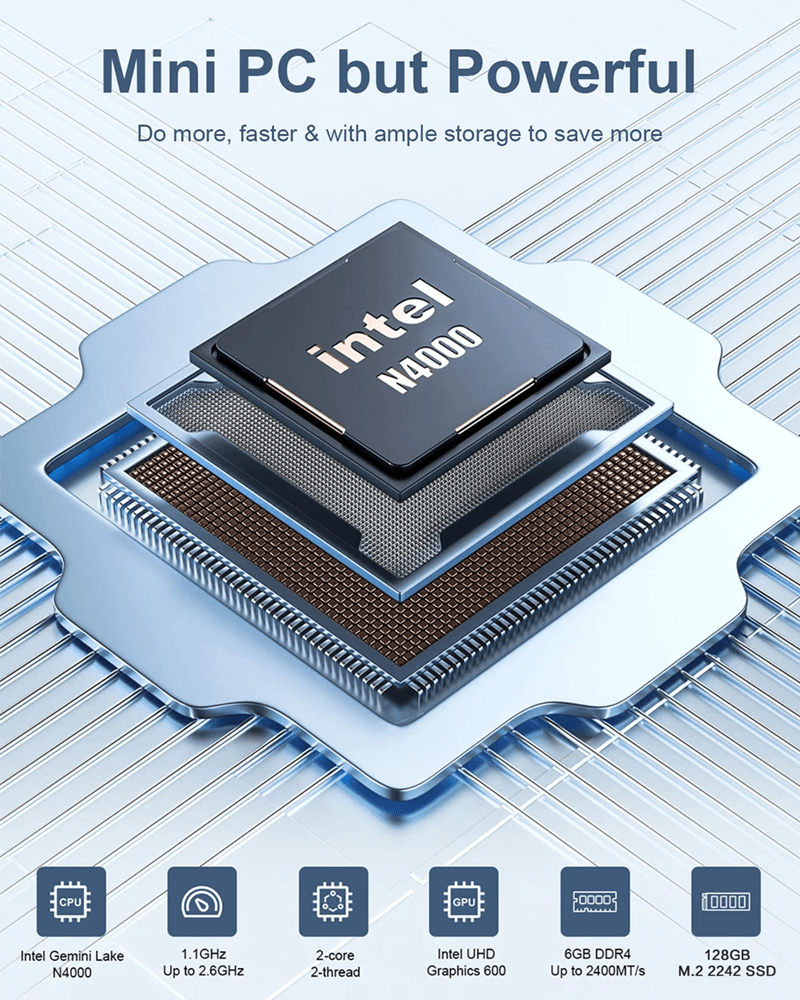 MLLSE M2 Air Mini PC Windows 11 Intel Celeron N4000 6GB 128GB Dual Band WiFi Portable Mini Computer 1