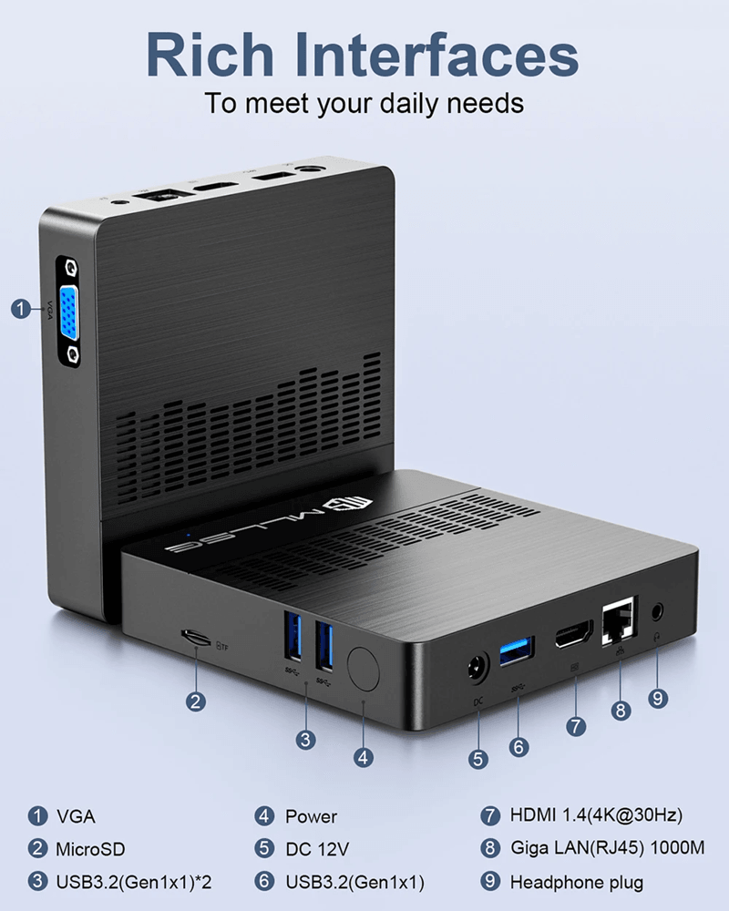 MLLSE M2 Air Mini PC Windows 11 Intel Celeron N4000 6GB 128GB Dual Band WiFi Portable Mini Computer 3