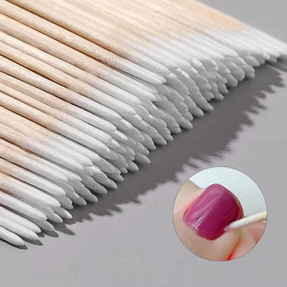 Precision Cotton Nail Polish Corrector Sticks – 100/300/500 Disposable Wooden Cotton Tip Buds