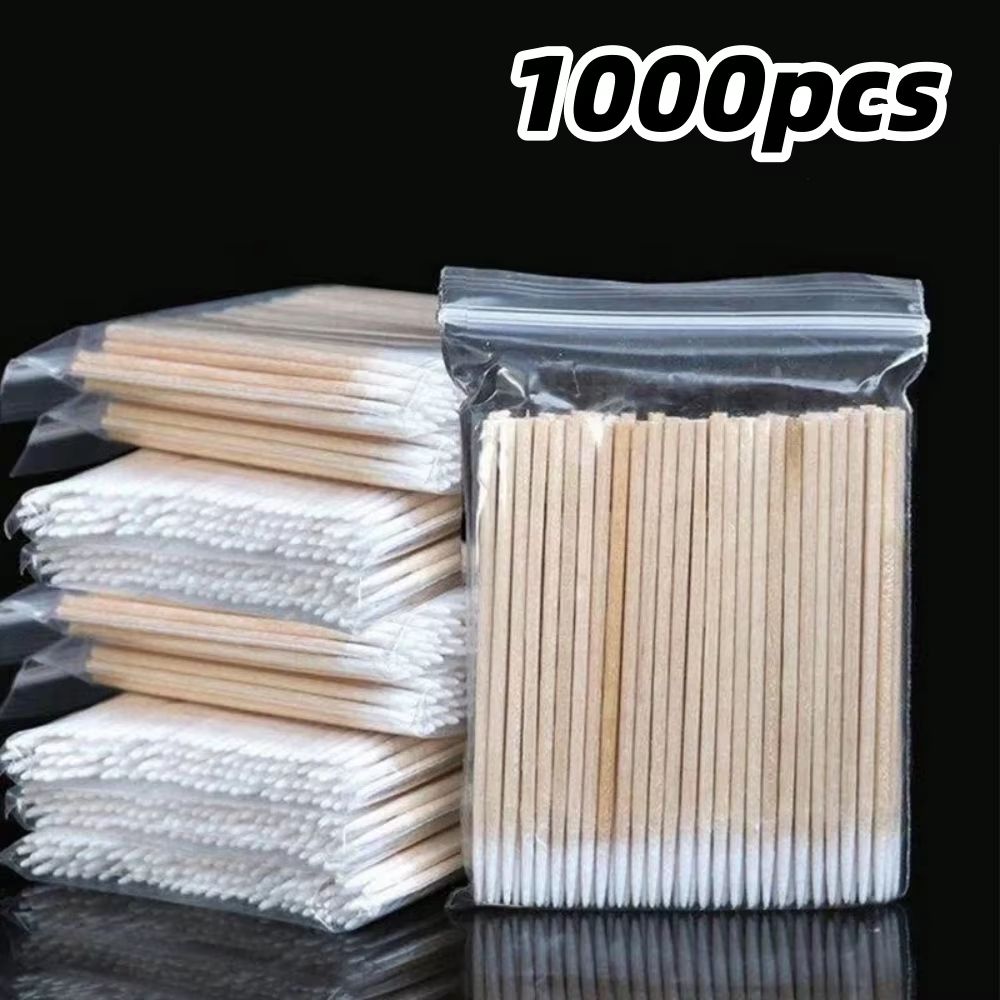 Precision Cotton Nail Polish Corrector Sticks  100300500 Disposable Wooden Cotton Tip Buds 10