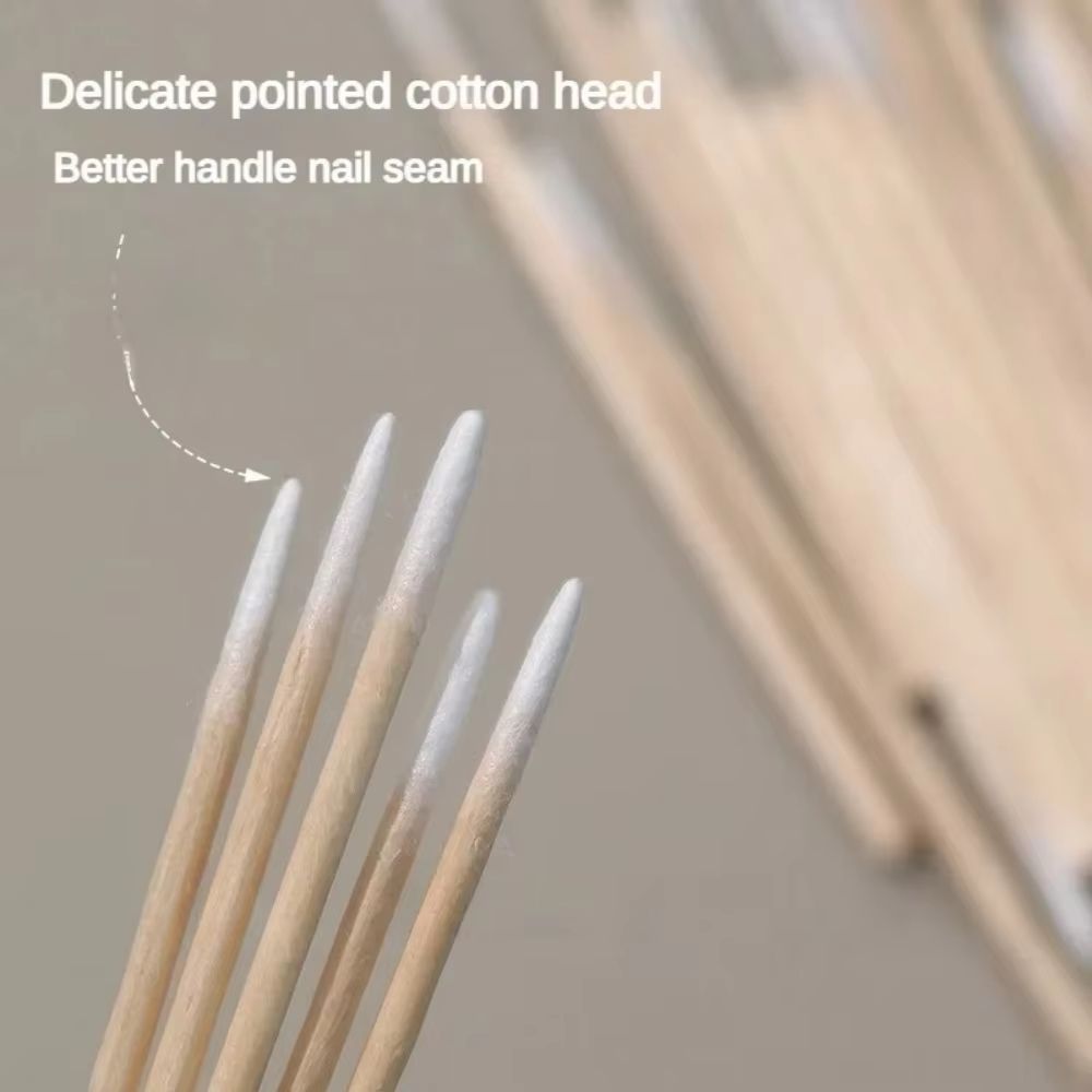 Precision Cotton Nail Polish Corrector Sticks  100300500 Disposable Wooden Cotton Tip Buds 2
