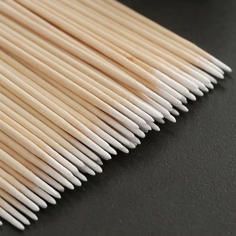 Precision Cotton Nail Polish Corrector Sticks  100300500 Disposable Wooden Cotton Tip Buds 3