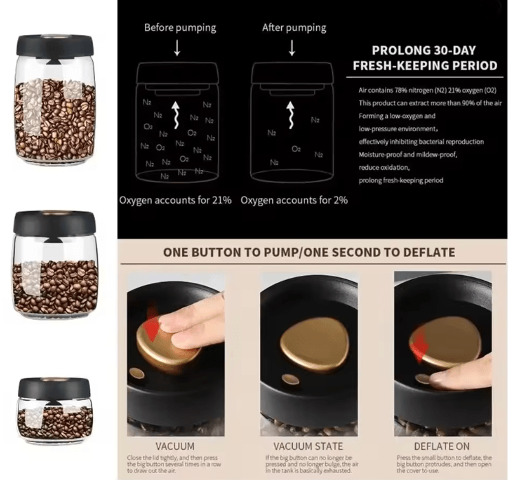 AeroSeal Vacuum Coffee Storage Jar With Airtight Glass Design 2