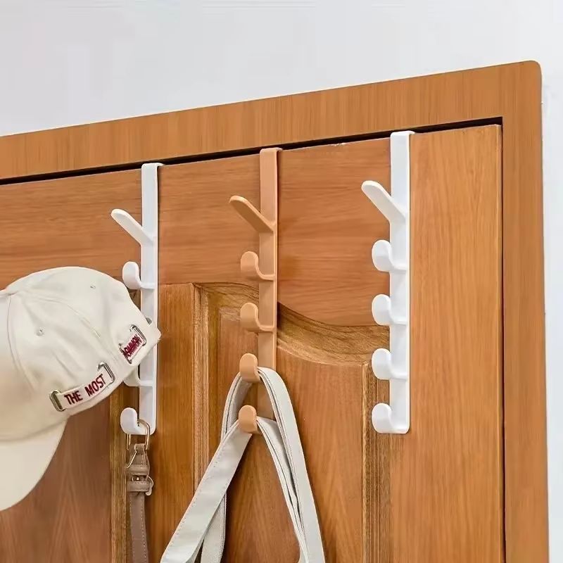 Over-the-Door Clothes Hanger Rack – Plastic Door Hook Organizer for Bags, Coats, and Accessories