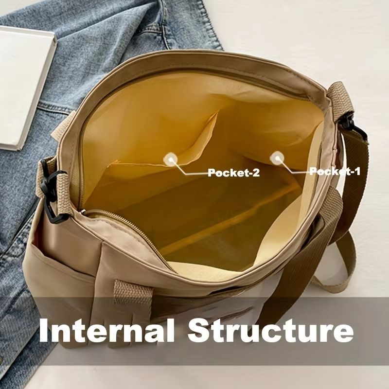Large Capacity Nylon Crossbody Bag  Lightweight Casual Messenger Shoulder Bag With Removable Strap 4