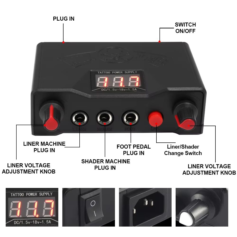 Professional Rotary Tattoo Machine Kit  Complete Tattoo Pen Set With Power Supply  Needles 4