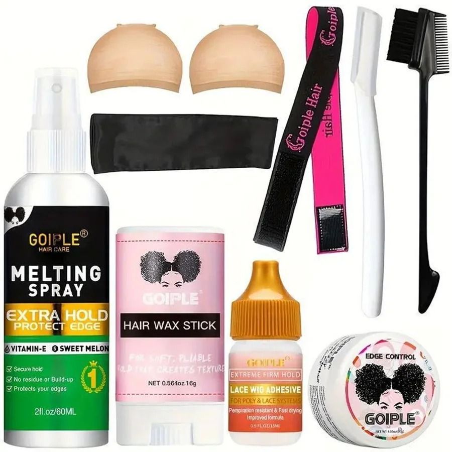 Beginners Lace Wig Styling Kit With Wax Stick Edge Control Gel And Glue
