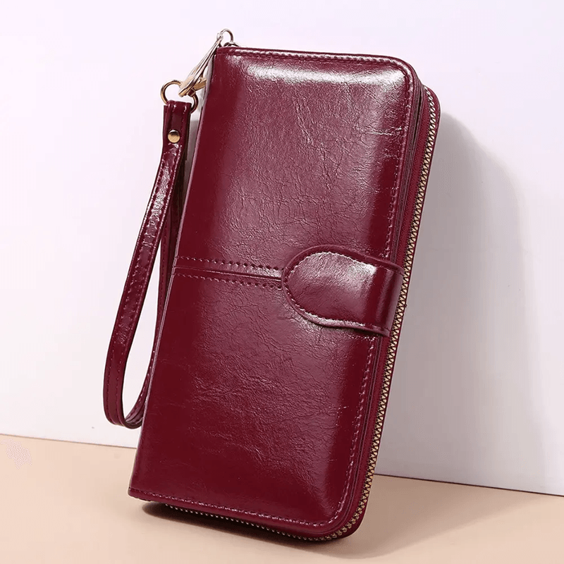 VintageLux Womens Oil Wax PU Leather Clutch Wallet