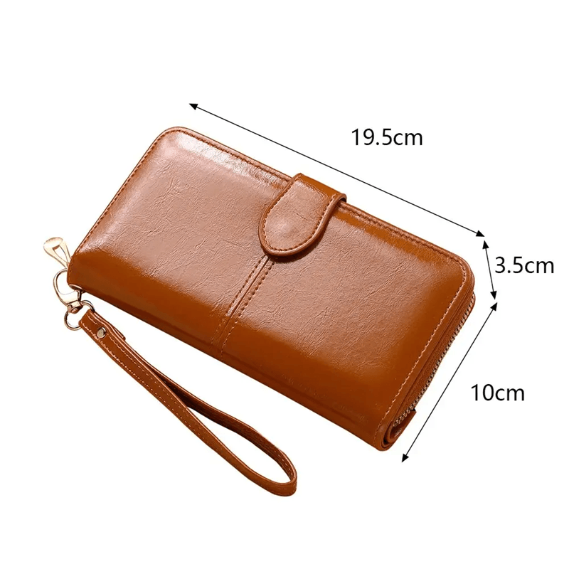 VintageLux Womens Oil Wax PU Leather Clutch Wallet 1
