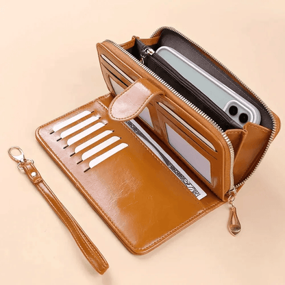 VintageLux Womens Oil Wax PU Leather Clutch Wallet 2
