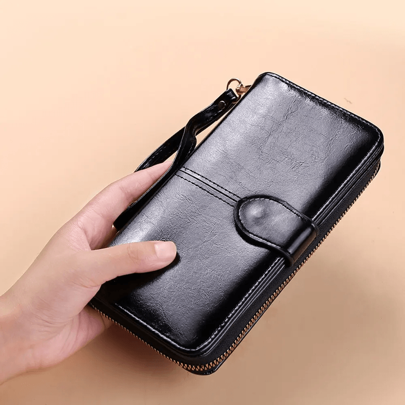 VintageLux Womens Oil Wax PU Leather Clutch Wallet 4