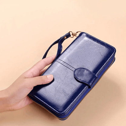 VintageLux Womens Oil Wax PU Leather Clutch Wallet 5