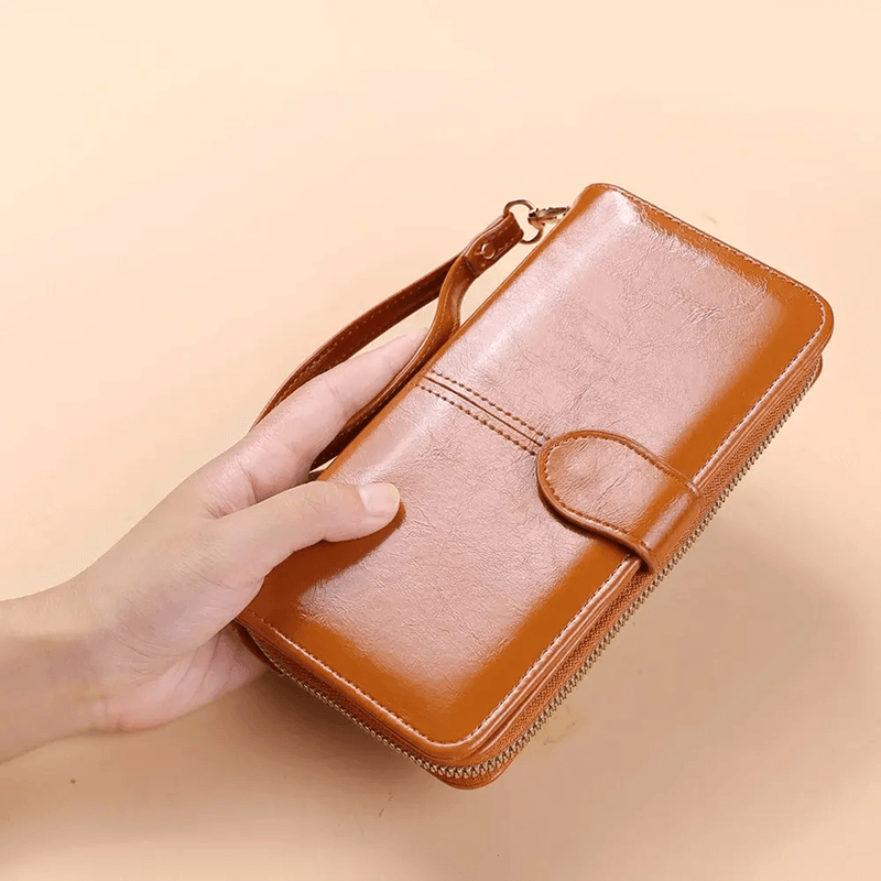VintageLux Womens Oil Wax PU Leather Clutch Wallet 6