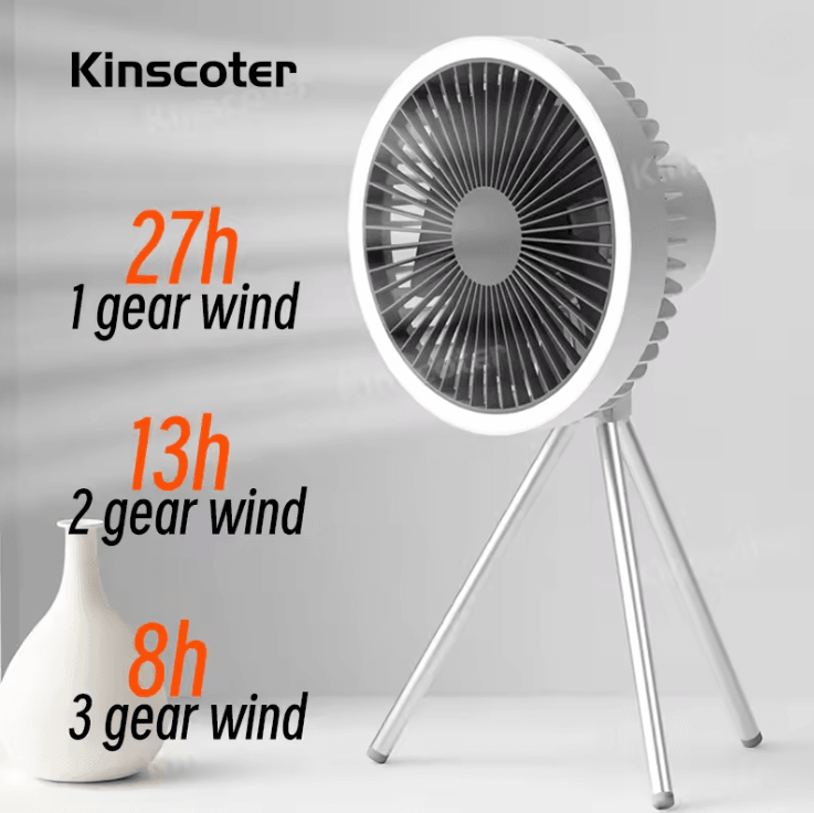 BreezeMate 10000mAh Rechargeable Camping Fan With LED Light And Power Bank Function 2
