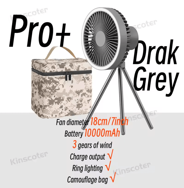 BreezeMate 10000mAh Rechargeable Camping Fan With LED Light And Power Bank Function 7