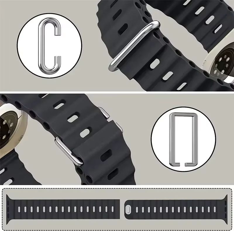 Silicone Ocean Band For Apple Watch  Premium Sport Strap For Series Ultra 2 10 9 8 7 6 SE 3849mm 5