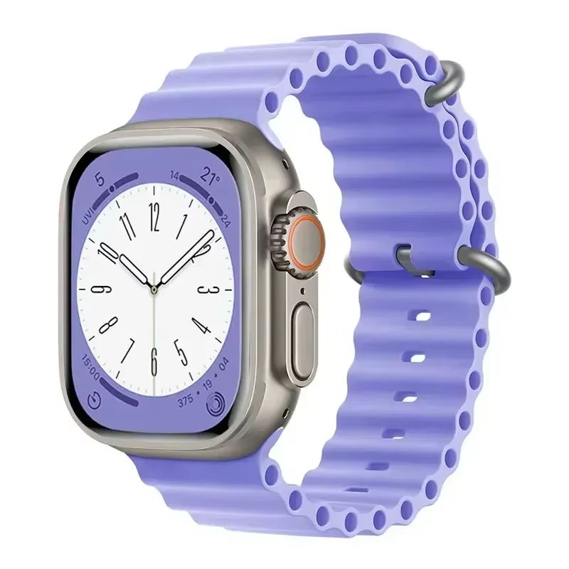 Silicone Ocean Band For Apple Watch  Premium Sport Strap For Series Ultra 2 10 9 8 7 6 SE 3849mm 19