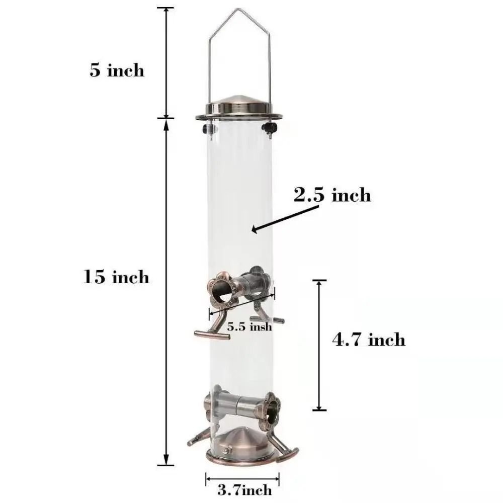 Automatic Waterproof Metal Bird Feeder With Transparent Food Dispenser Bowl 5