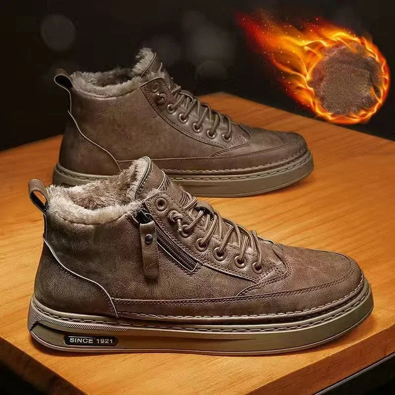 Mens Winter Warm Cotton Snow Boots Retro Plush AntiSlip Outdoor Sports Shoes For Comfortable Fashio 2