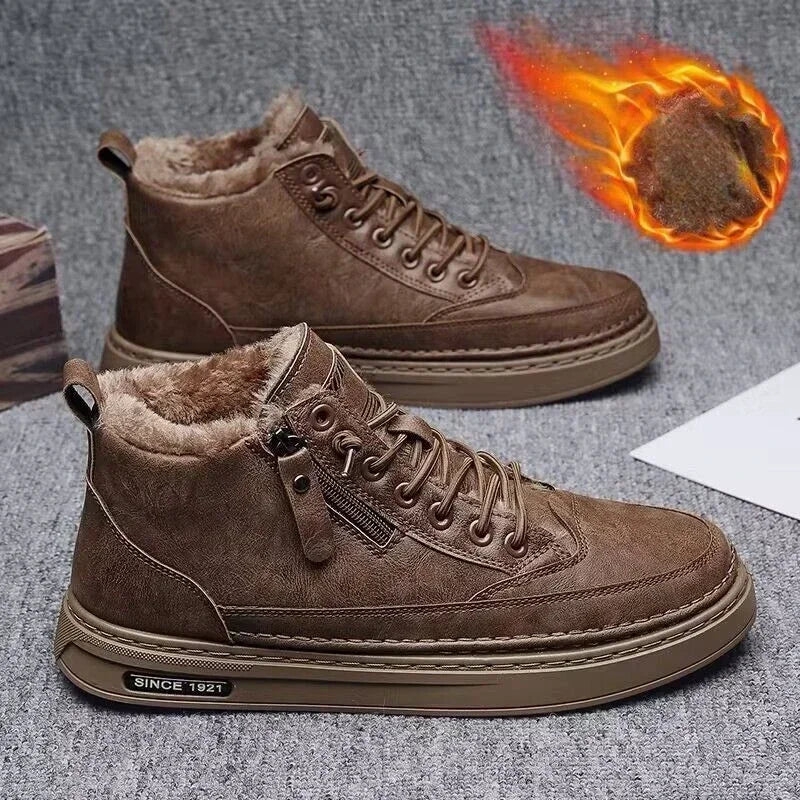 Mens Winter Warm Cotton Snow Boots Retro Plush AntiSlip Outdoor Sports Shoes For Comfortable Fashio 6