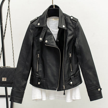 Gothic Punk Style Motorcycle Jacket, Fall Women Short Black PU Leather Jacket, Wild Casual Coat, Goth Winter Fashion
