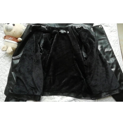 Gothic Punk Style Motorcycle Jacket Fall Women Short Black PU Leather Jacket Wild Casual Coat Goth  2