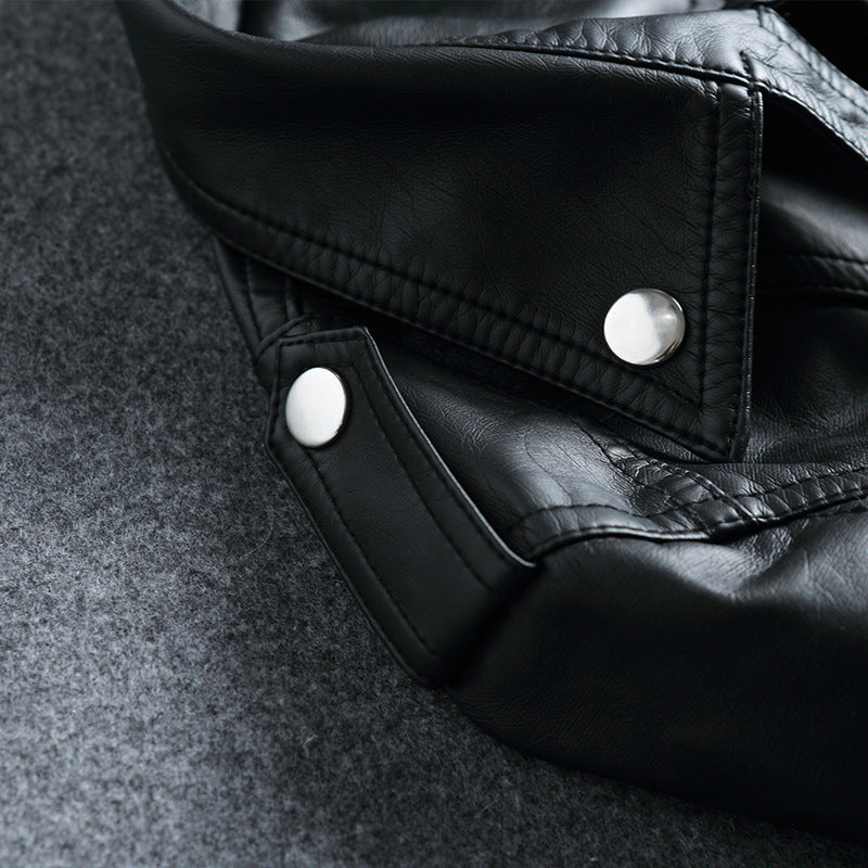 Gothic Punk Style Motorcycle Jacket Fall Women Short Black PU Leather Jacket Wild Casual Coat Goth  3