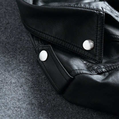 Gothic Punk Style Motorcycle Jacket Fall Women Short Black PU Leather Jacket Wild Casual Coat Goth  3