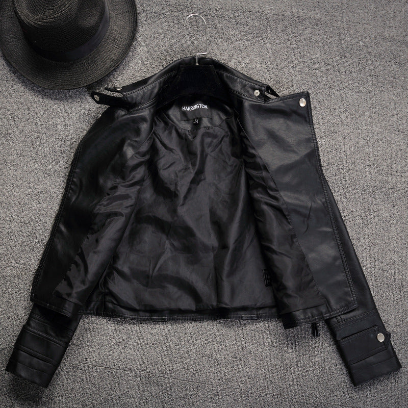 Gothic Punk Style Motorcycle Jacket Fall Women Short Black PU Leather Jacket Wild Casual Coat Goth  4