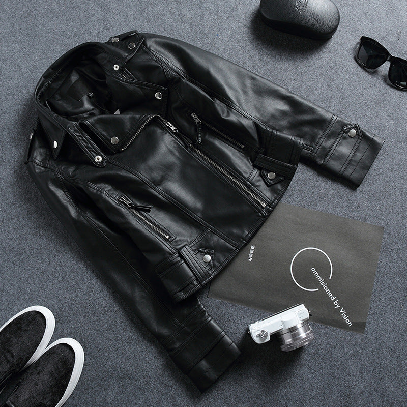 Gothic Punk Style Motorcycle Jacket Fall Women Short Black PU Leather Jacket Wild Casual Coat Goth  7