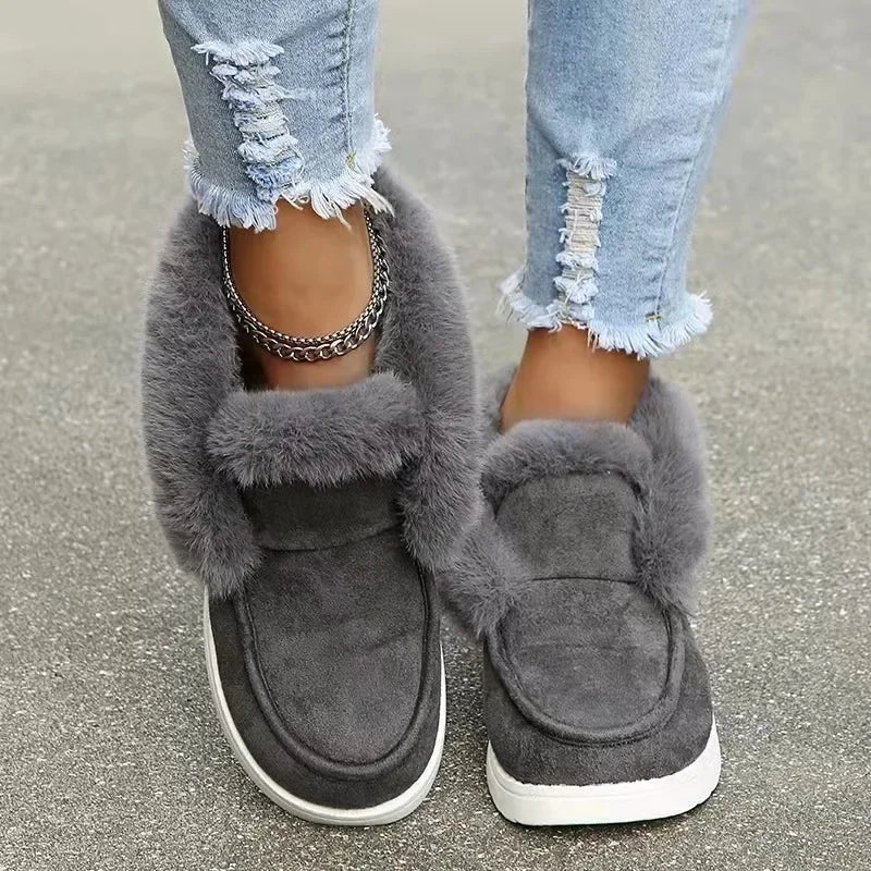 Womens Winter Warm Plush Fur Snow Boots New Ladies SlipOn Comfortable Ankle Boots Casual Female Foo 2