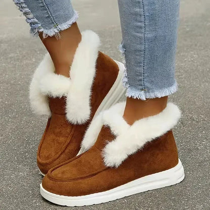 Womens Winter Warm Plush Fur Snow Boots New Ladies SlipOn Comfortable Ankle Boots Casual Female Foo 6