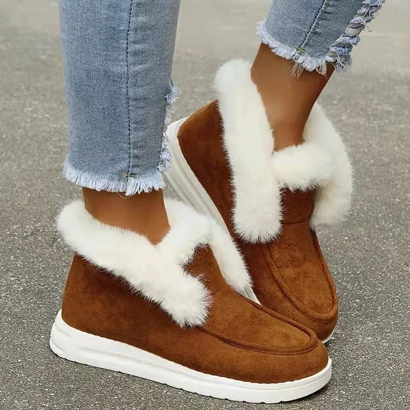 Womens Winter Warm Plush Fur Snow Boots New Ladies SlipOn Comfortable Ankle Boots Casual Female Foo 4